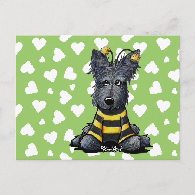 Scottie Hund Bee Vykort (Framsida)