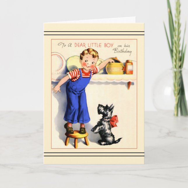 Scottie Hund Birthday card för en pojke eller ung  Helgkort (Framsida)