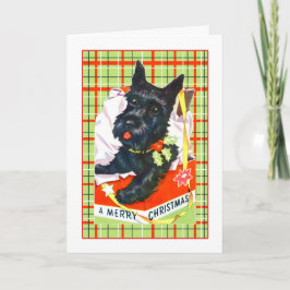 Scottie Hund God jul Card med plommon Helgkort