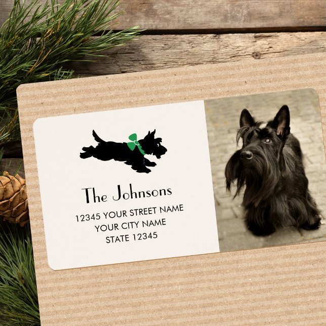 Scottie Hund Grönt  Bow Returadress Fraktsedel (Skapare uppladdad)