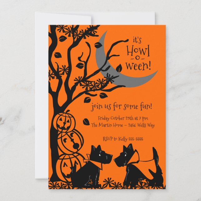Scottie Hund Halloween-inbjudan Inbjudningar (Framsida)