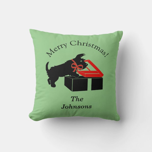 Scottie Hund Jul Dekor Kastkudde Kudde (Framsida)