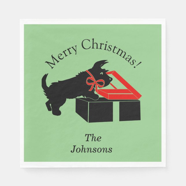 Scottie Hund Jul Pappersfest Servietter Pappersservett (Framsidan)