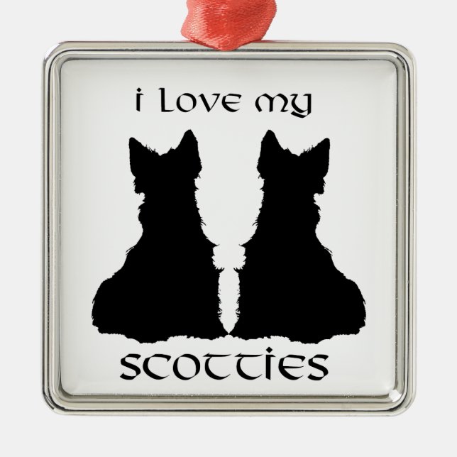 Scottie Hund Kärlek Silhouettes Ornament (Framsidan)