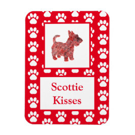 Scottie Hund Kisses Silhouette i Cute Red Grid Magnet