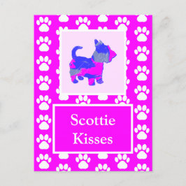 Scottie Hund Kisses Silhouette i Cute Rosa & Blue Vykort