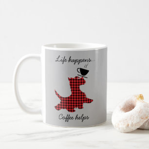 Scottie Hund Life Happens Coffee Helps Funny Mug Kaffemugg