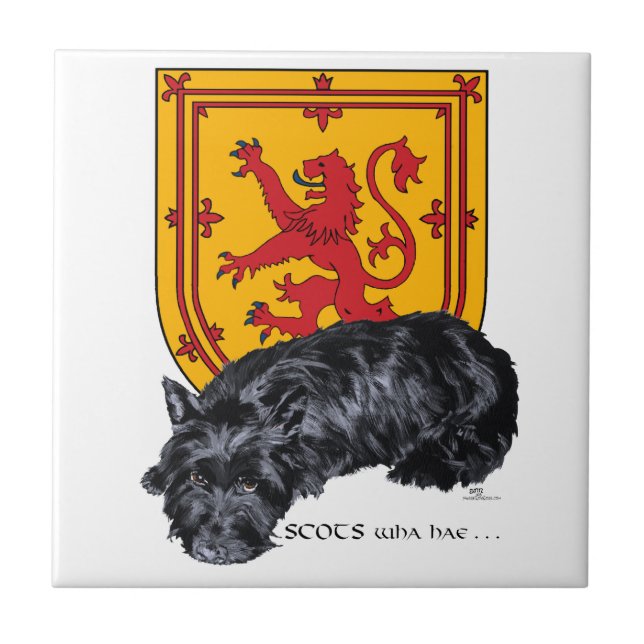 Scottie Hund Lion Rampant Flagga Kakelplatta (Framsidan)
