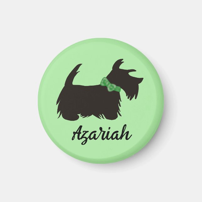 Scottie hund Magnet, Scottish skräckButton Magnet (Framsidan)