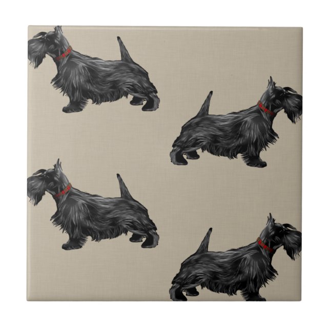 Scottie Hund med Tartan Collar Kakelplatta (Framsidan)