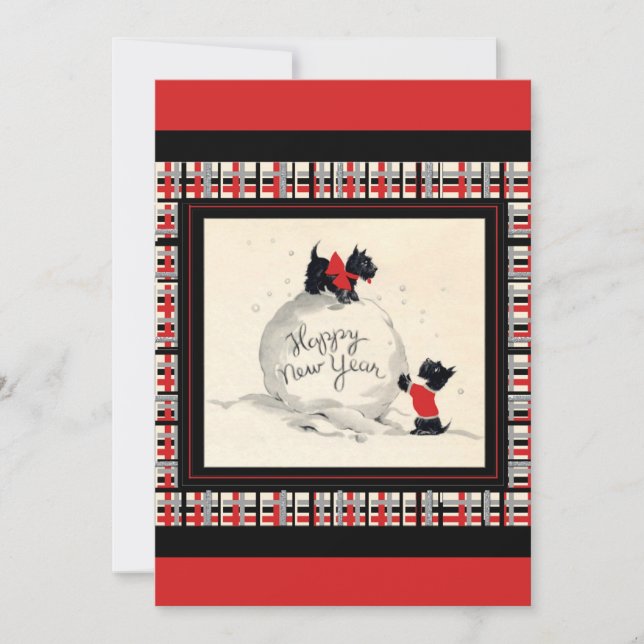 Scottie Hund New Years Party-inbjudan Inbjudningar (Framsida)