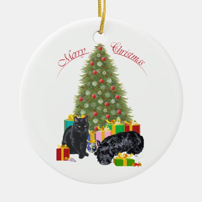 Scottie Hund och Kattunge Ornament (Framsidan)