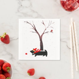 Scottie Hund och Robin julArt Pappersservett