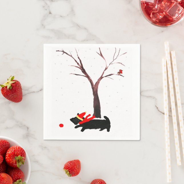 Scottie Hund och Robin julArt Pappersservett (Insitu)