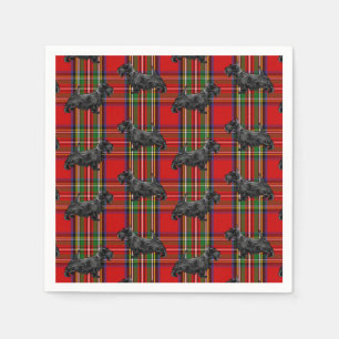 Scottie Hund på Red Scottish Tartan Pappersservett