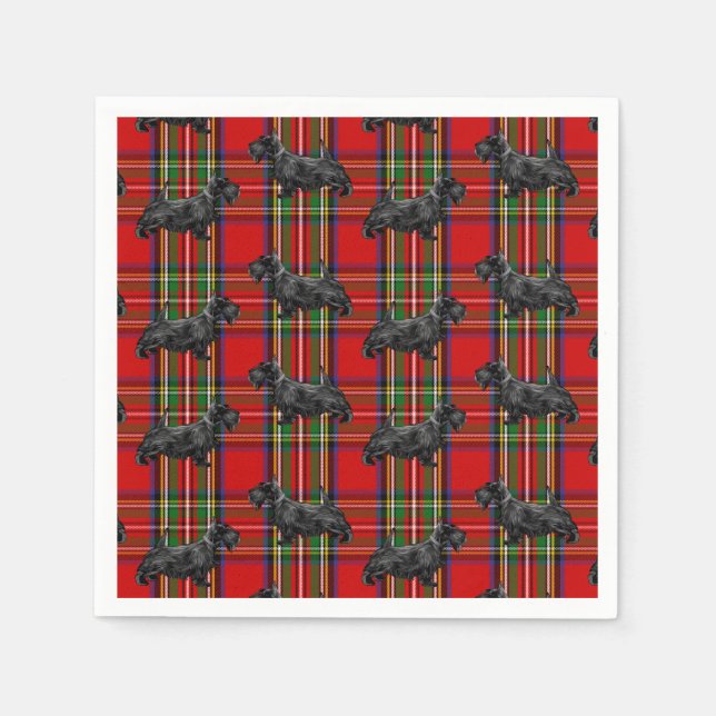Scottie Hund på Red Scottish Tartan Pappersservett (Framsidan)