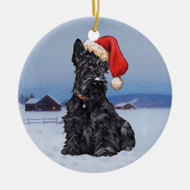 Scottie Hund Prydnad Julgransprydnad Keramik (Framsidan)