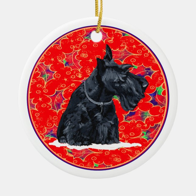 Scottie Hund Prydnad Julgransprydnad Keramik (Framsidan)