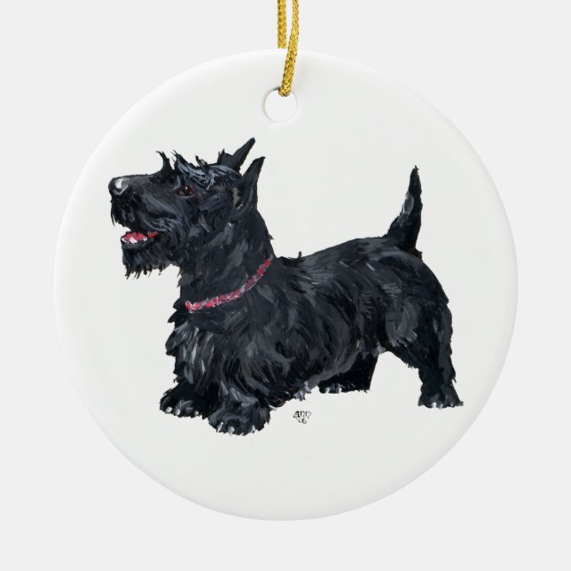 Scottie Hund Prydnad Julgransprydnad Keramik (Framsidan)