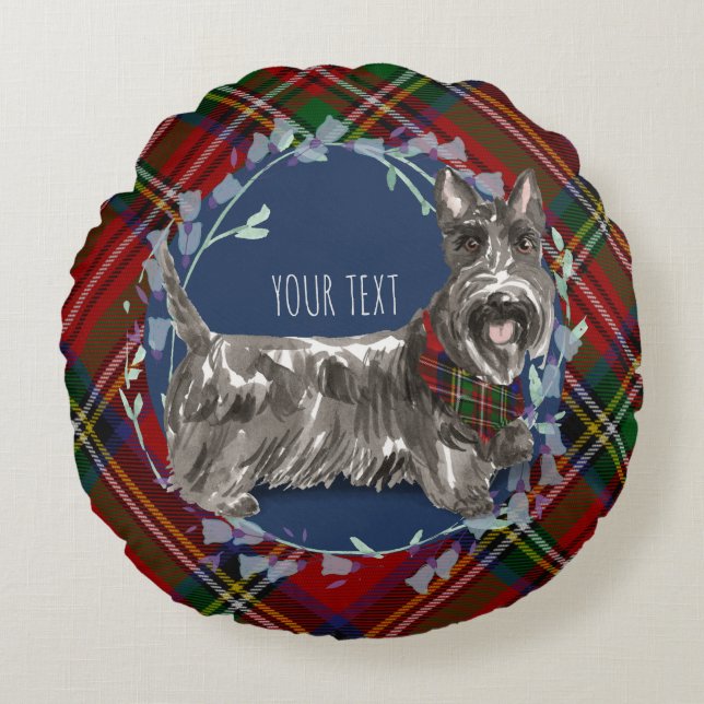 Scottie Hund Red Stewart Play Rund Kudde (Framsidan)