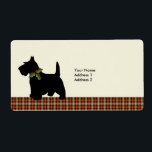 Scottie Hund Scotch Plade Julcute Fraktsedel<br><div class="desc">Black Scottish Terrier Hund med jul Holly collar med Scotch Tartan Play Helgdag Mönster. Perfekt för husdjursägare och djur älskare.</div>