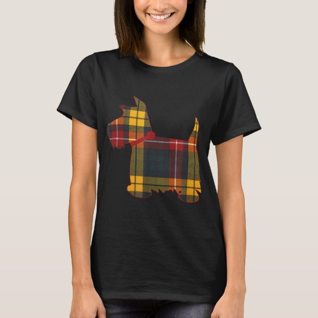 Scottie Hund Scottish Terrier Buchanan Tartan Play T Shirt (Framsida)