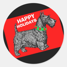 Scottie Hund Scottish Terrier Glad helg Runt Klistermärke