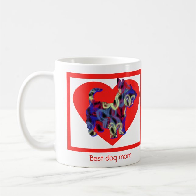 Scottie Hund Silhouette Valentines day Red Heart Kaffemugg (Vänster)