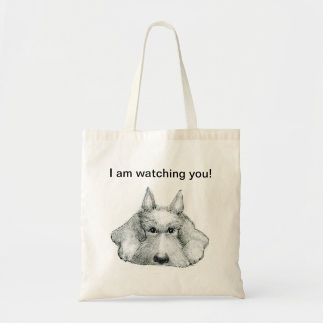 Scottie Hund Tote Bag Tygkasse (Framsidan)