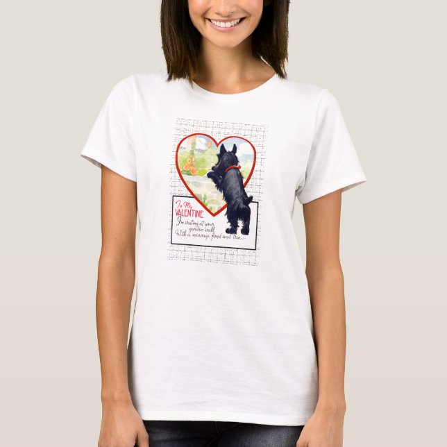 Scottie hund Valentine Scottish Terrier T Shirt (Framsida)