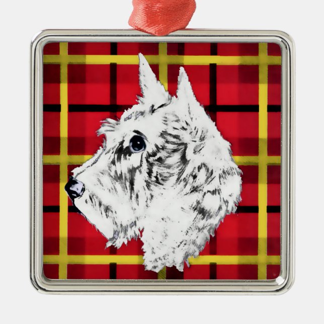 Scottie Hund, White Scottish Terrier Ornament (Framsidan)