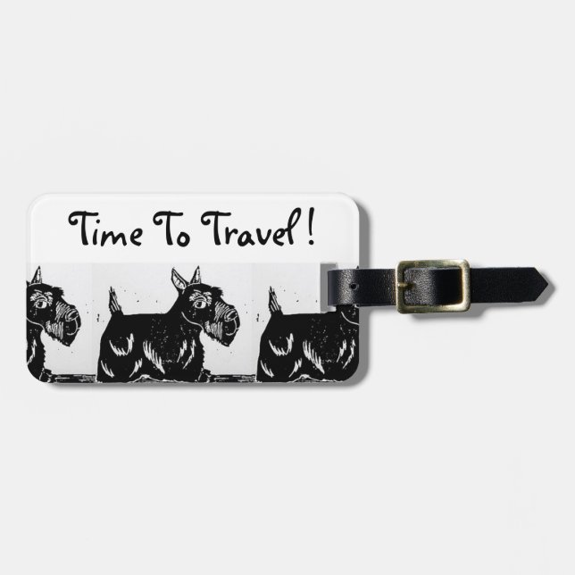 Scottie Hundar Luggage Tag Bagagebricka (Horisontell Framsida)