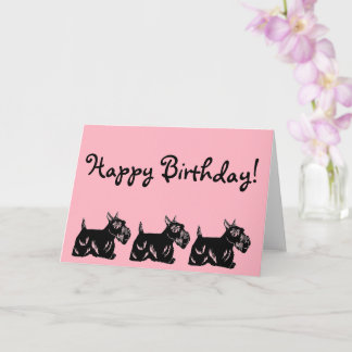 Scottie Hundar Rosa Grattis på födelsedagen Card Kort