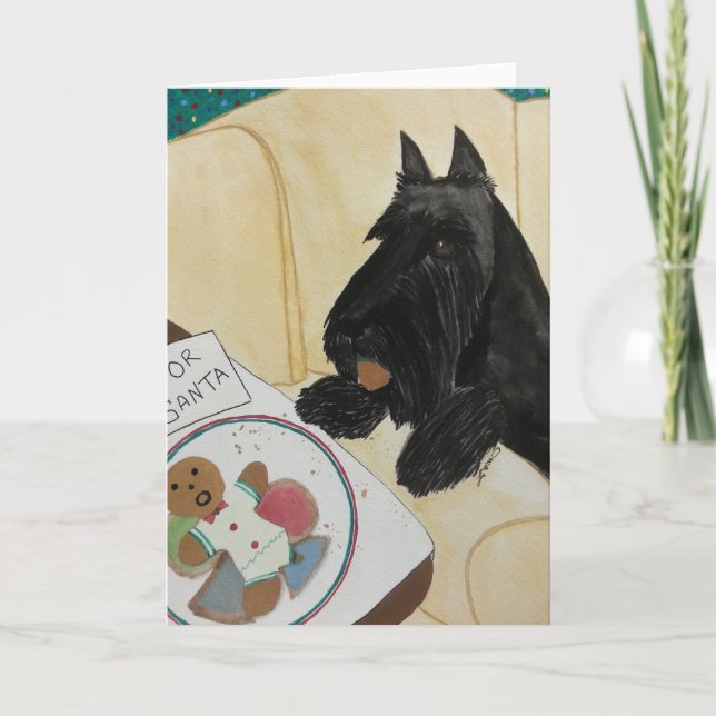 Scottie hungriga väntande Santa Helgkort (Framsida)