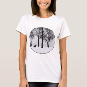 Scottie i snöiga skogar t-shirt