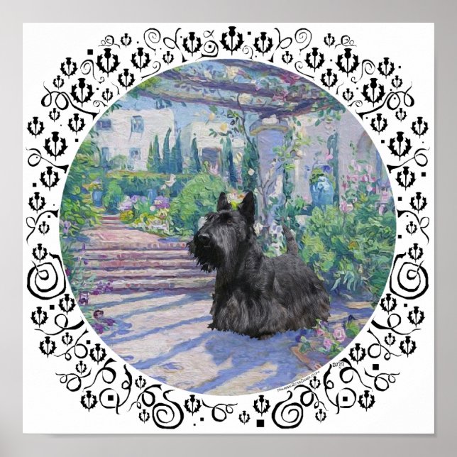 Scottie in Springtime Garden Poster (Framsidan)