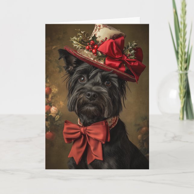 Scottie Julkort Elegant Viktoriansk Hund Helgkort (Framsida)