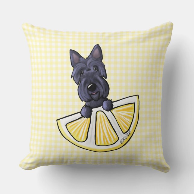 Scottie Lemon Cream Gingham Dekorativ kudde (Framsida)