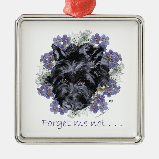 Scottie- minnesornament julgransprydnad metall (Framsidan)