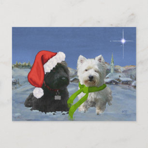 Scottie och Westie julstjärna Helg Vykort