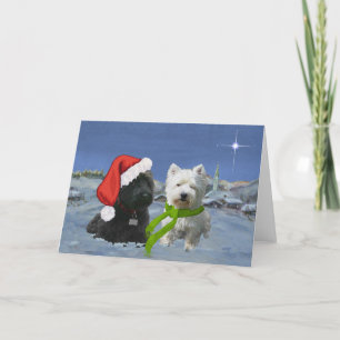 Scottie och Westie julstjärna Helgkort