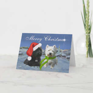 Scottie och Westie julstjärna Helgkort