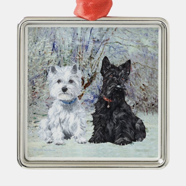 Scottie och Westie-ornament Julgransprydnad Metall (Framsidan)