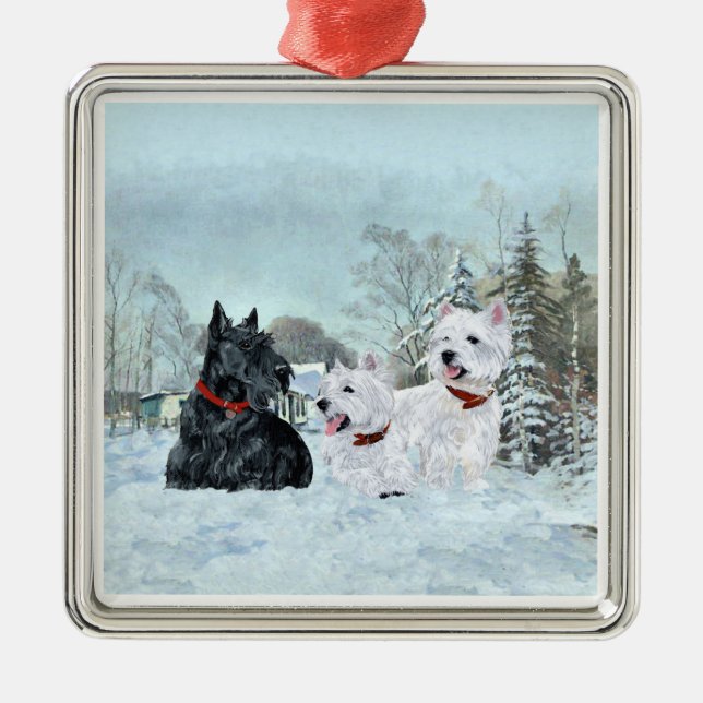 Scottie och Westies Julgransprydnad Metall (Framsidan)