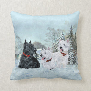 Scottie och Westies - Terrier Vinterkudde Kudde