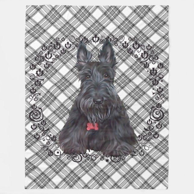 Scottie on Tartan Fleecefilt (Framsidan)