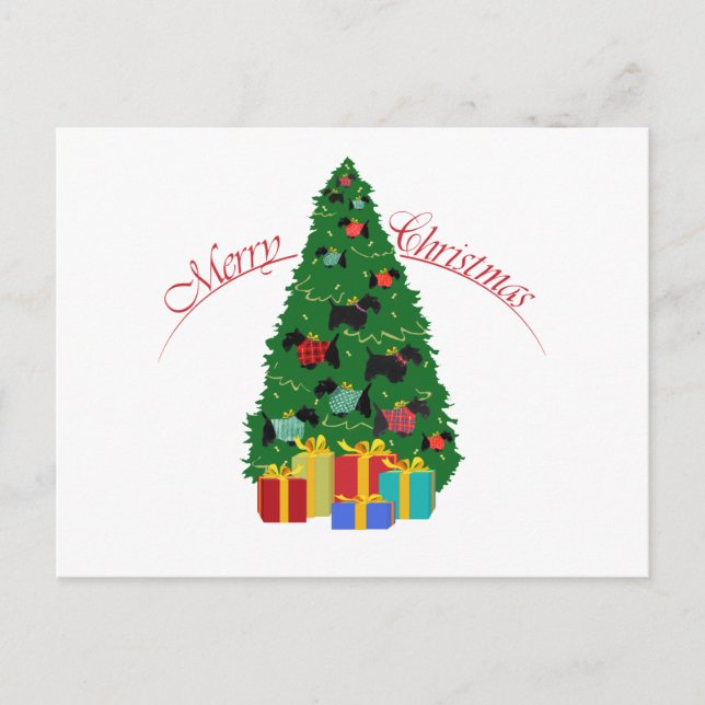 Scottie Ornaments Julgran Helg Vykort (Framsida)