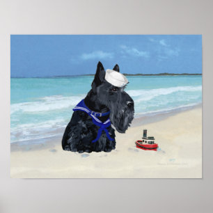 Scottie på stranden poster