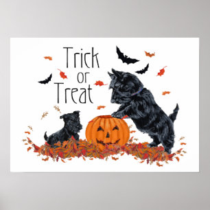 SCOTTIE Pappa och Valp Halloween Poster