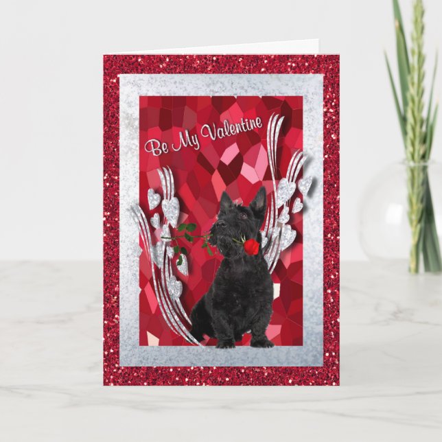 Scottie Puppy BE My Valentine Greeting Card Helgkort (Framsida)